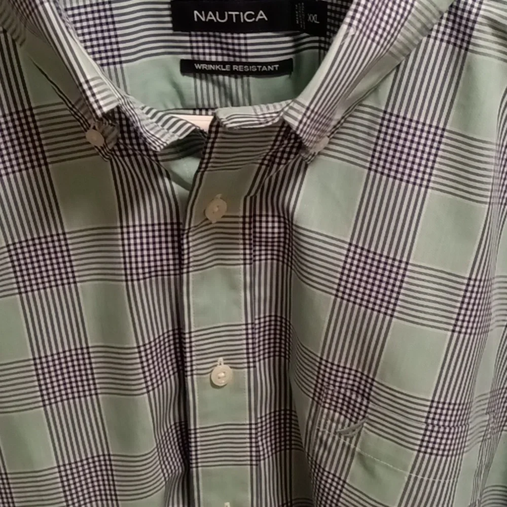 NWOT NAUTICA mint green blue & white short sleeve shirt Size XXL - Picture 4 of 4